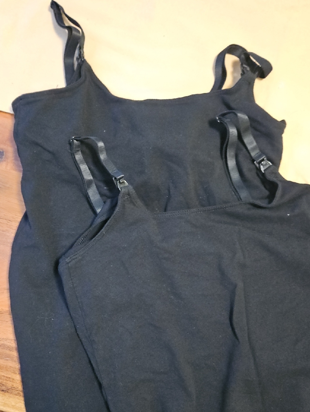 Black Adjustable Strap Nursing Tank Tops - Set of 2
